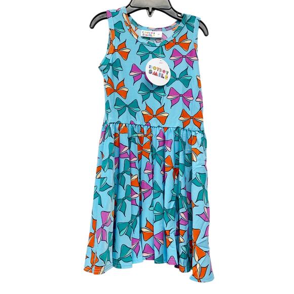 Dot Dot Smile Girls 2T Tank Dress Blue Multicolor Bow Print - Picture 1 of 5